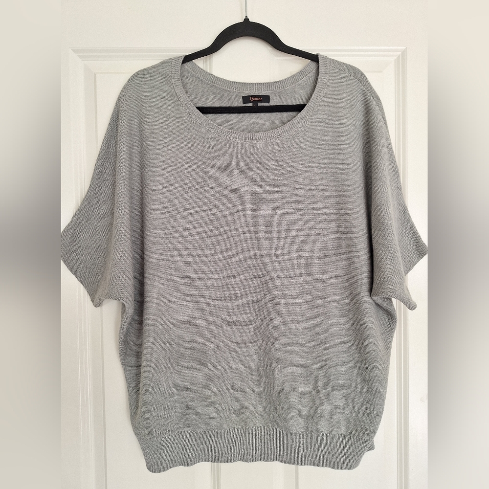 Quince Gray Short Sleeve Knit Tunic Sweater